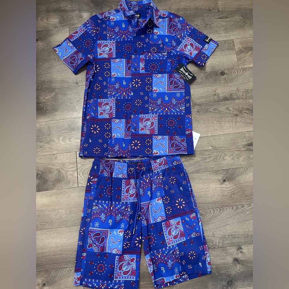 Dogg Supply Woven Shirt & Shorts Outfit Size Small New